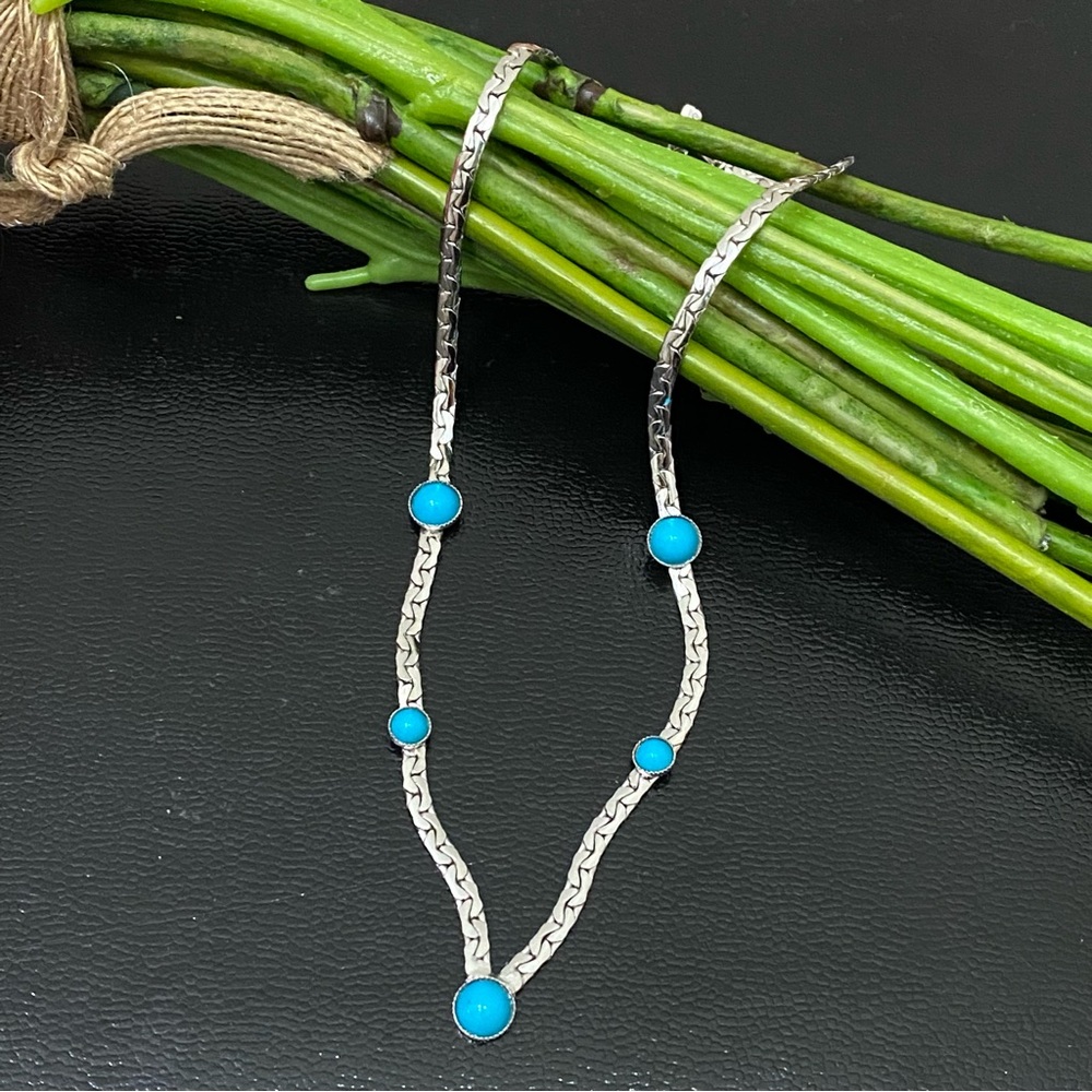 SARAH COVENTRY “Summer Skies”Faux Turquoise Micro Cabochon Silver-tone Necklace